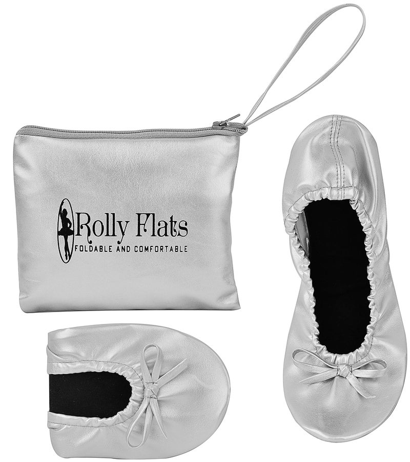 Rolly Flats Women's Foldable Flats â€“ Portable Ballet Slippers Shoes for Travel, Wedding â€“ Fits in Purse (M, Silver) - Image 3